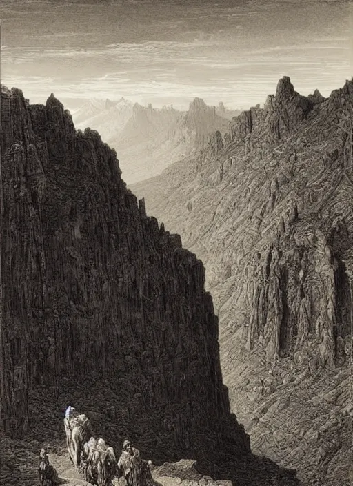 Image similar to the valley of the gods, gustave dore