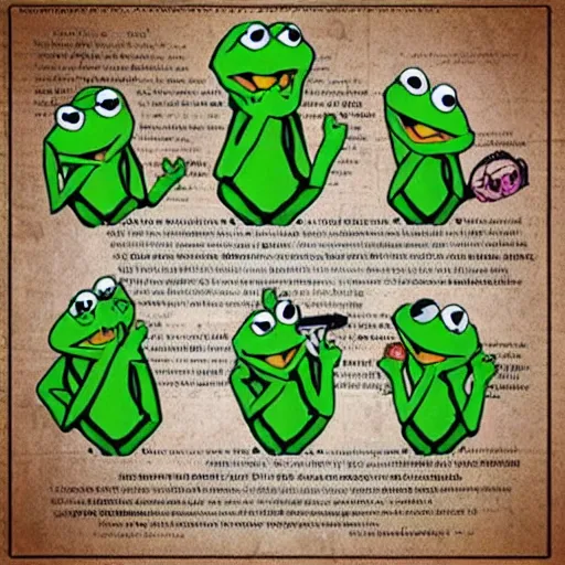 Image similar to “ evolution chart of kermit the frog ”