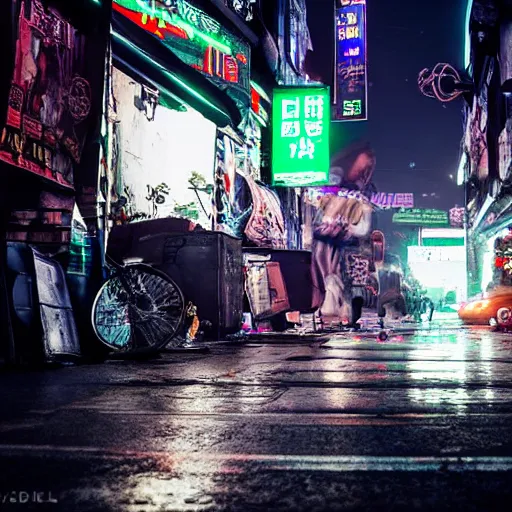 Prompt: cyberpunk city street market by Liam Wong