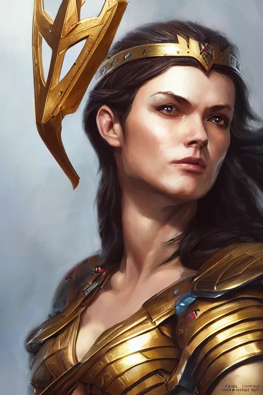 Image similar to amazon valkyrie athena, d & d, fantasy, portrait, highly detailed, headshot, digital painting, trending on artstation, concept art, sharp focus, illustration, art by artgerm and greg rutkowski and magali villeneuve