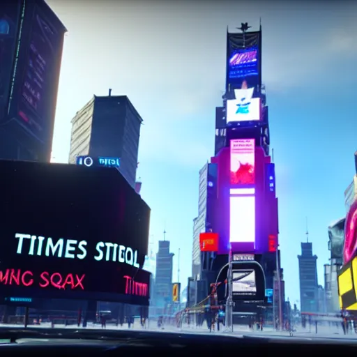 Image similar to still image of times square in the tower of destiny 2, destiny 2, unreal engine 5, screenshot