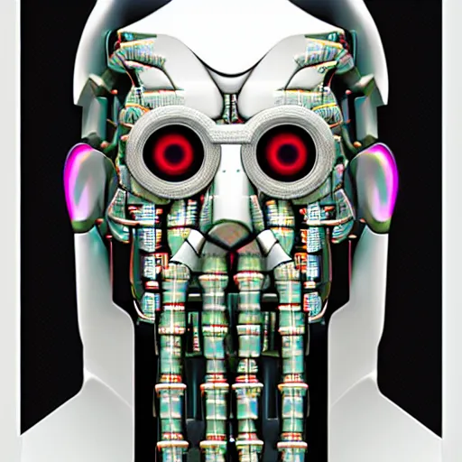 Prompt: as android of the pseudo - flesh with invasive cybernetic implants and viral infection, award winning digital art