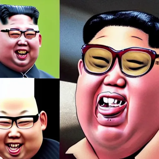 Image similar to A realistic portrait of the love child of Kim Jong Un and Dennis Rodman