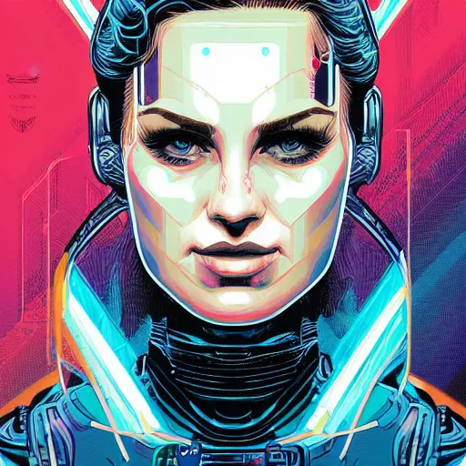 Image similar to a portrait of a female android, by Dan Mumford and Sandra Chevrier