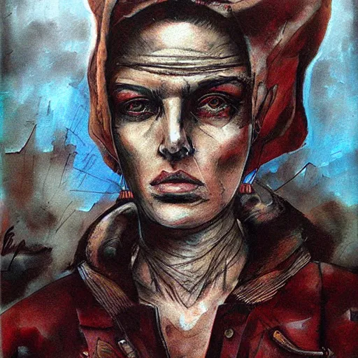 Image similar to portrait of woman by Enki Bilal