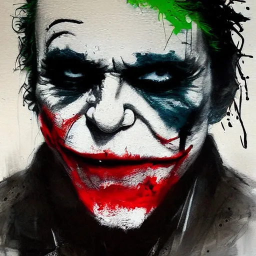 Prompt: joker, paint by Guy Denning