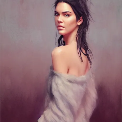 Image similar to fashion model kendall jenner by Danny O'Connor by Richard Schmid by Jeremy Lipking by moebius by atey ghailan