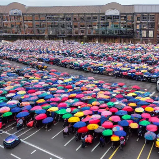 Image similar to a bus made of umbrellas in lidl