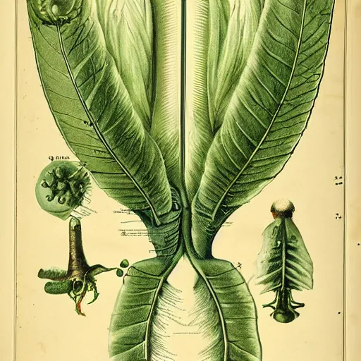 Prompt: vintage scientific botanical illustration of an alien monster
