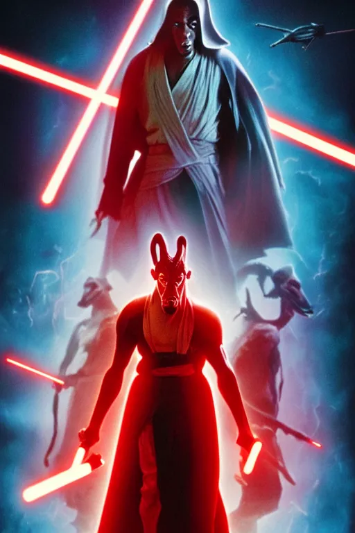 Prompt: a movie poster of jar jar binks as a sith lord, 8 k