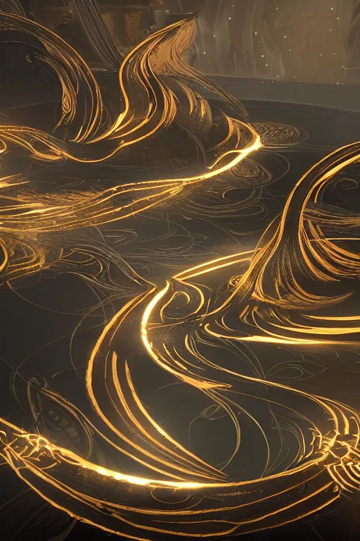 Image similar to swirling tribal light streaks and ornate flowing light streams and smooth particle effects, unreal engine