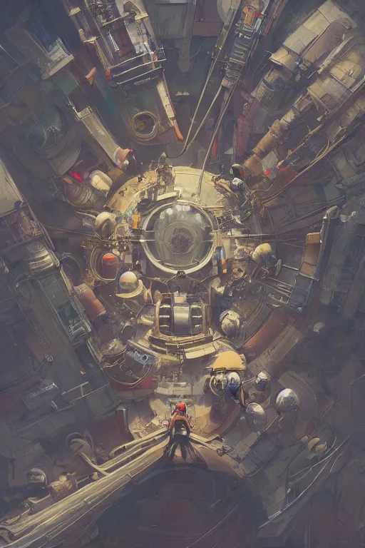 Prompt: top view of many mechanics repairing on mickey mouse head, greg rutkowski, beeple, gilleard, alphonse mucha cgsociety, unreal engine, octane render, highly detailed 4 k art, smooth, sharp focus, cinematic lighting, volumetric lighting, artstation,