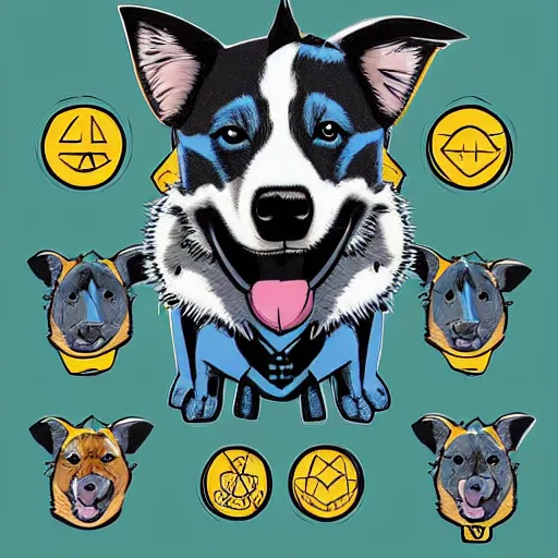 Image similar to Blue Australian Cattle dog as a Marvel Superhero by Ludo Studio