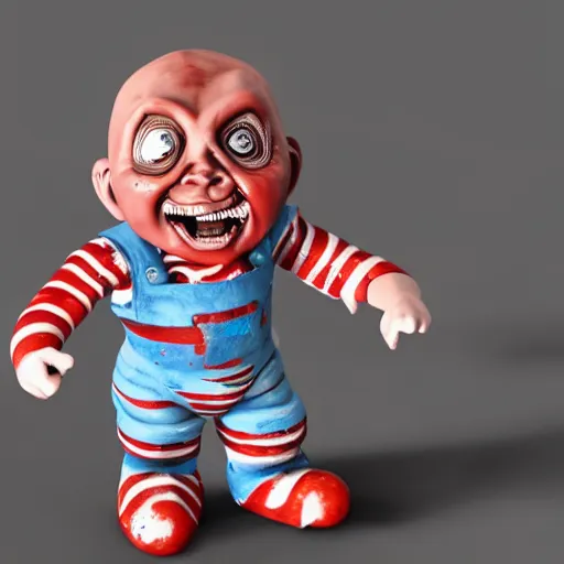 Prompt: popsicles shaped like screaming chucky doll octane render, unreal engine