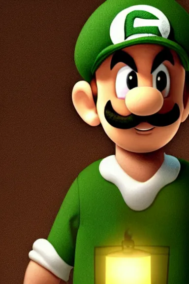 Image similar to very very intricate photorealistic photo of a realistic human version of luigi wearing his hat in an episode of game of thrones, photo is in focus with detailed atmospheric lighting, award - winning details