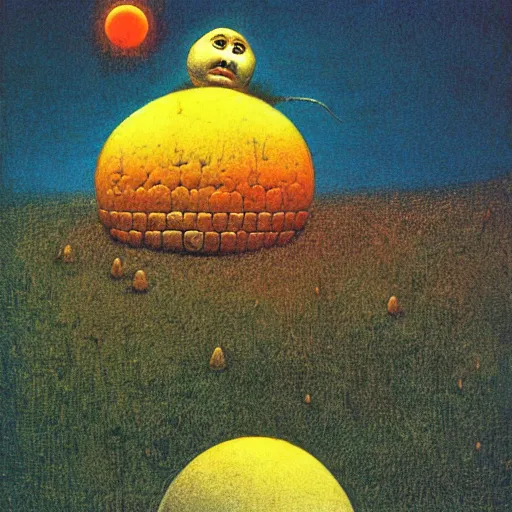 Image similar to humpty dumpty by Beksinski