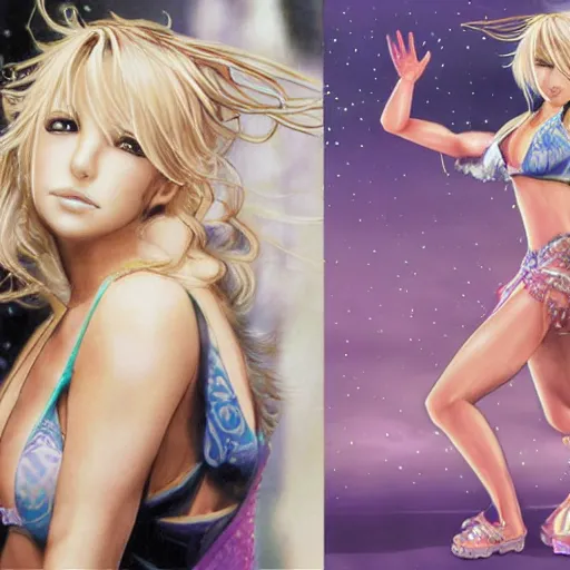 Image similar to ! dream britney spears, by art by yoshitaka amano, - n 9, by yoshitaka amano,