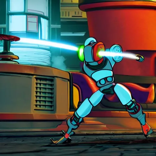 Image similar to A still of Bender from Futurama in Street Fighter V (2016)