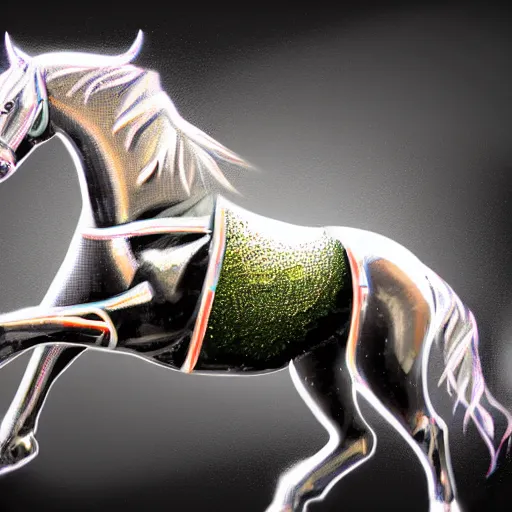 Image similar to a cybertronic horse, leds, high detail, sharp, studio, digital art