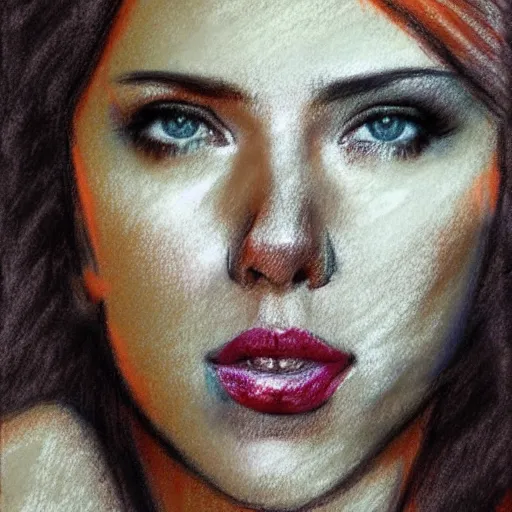 Prompt: Pastel sketch of Scarlett Johansson