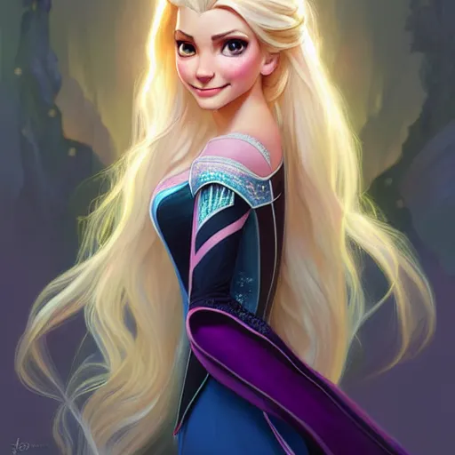 Image similar to Blonde Victoria Justice as Elsa from Frozen, western, D&D, fantasy, intricate, elegant, highly detailed, digital painting, artstation, concept art, matte, sharp focus, illustration, art by Artgerm and Greg Rutkowski and Alphonse Mucha