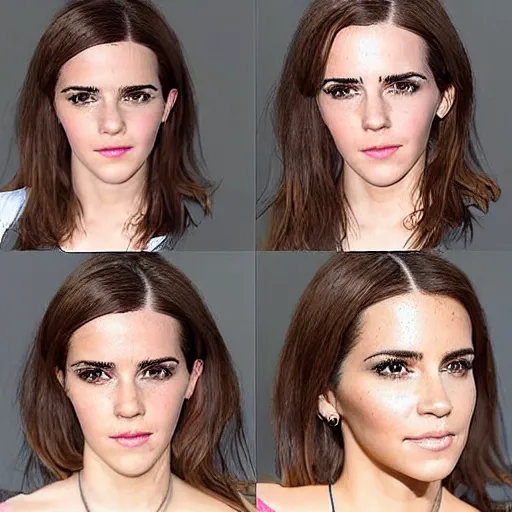 Image similar to a full - figure profile photograph of a woman who is a genetic combination of emma watson and kim kardashian