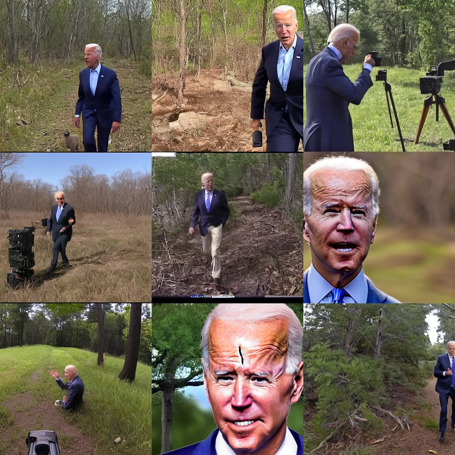 Prompt: Joe Biden trailcam footage