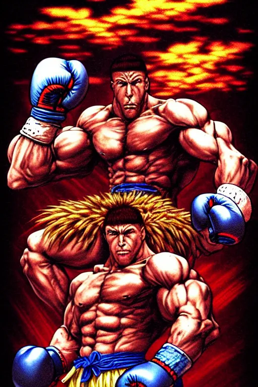 Image similar to extreme long shot. 8 bit nes graphics. antropomorphic muscular masculine wolf. kickboxer fighter, in shorts. streetfighter. wolf head. fine details, very sharp, art from nes game cartridge, vhs colors, vaporwave style, marc simonetti and hermann nitsch