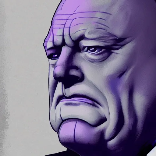 Prompt: Winston Churchill as Thanos, digital art, artstation