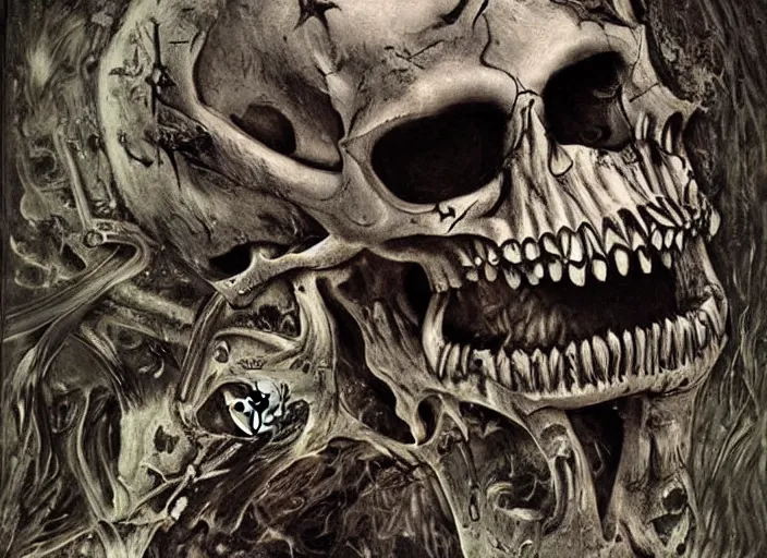 Image similar to the Laughing Skull Chainsaw by H.R. Giger