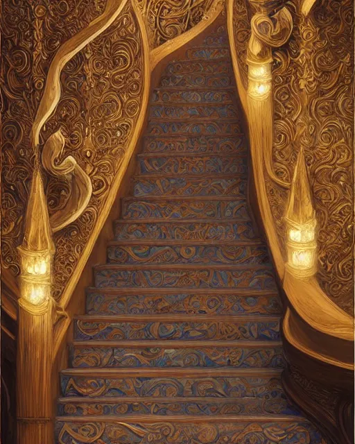 Image similar to the little prince on staircase at livraria lello, real life skin, intricate, highly detailed, artstation, concept art, smooth, sharp focus, art by artgerm and greg rutkowski