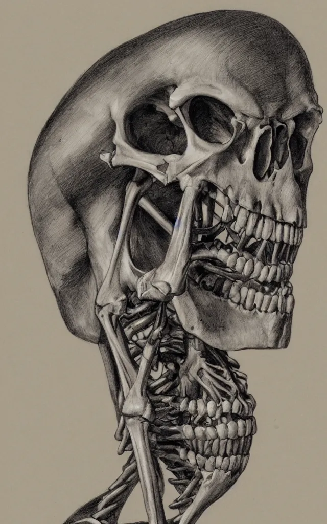 Image similar to portrait of a man with a skeletal beak, anatomical drawing, dynamic composition, dramatic lighting, hyperrealistic, ultra detailed