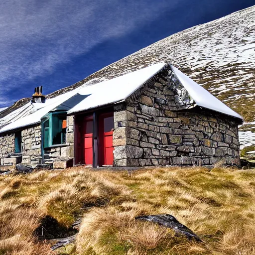 Prompt: remote bothy in the Cairngorm mountains