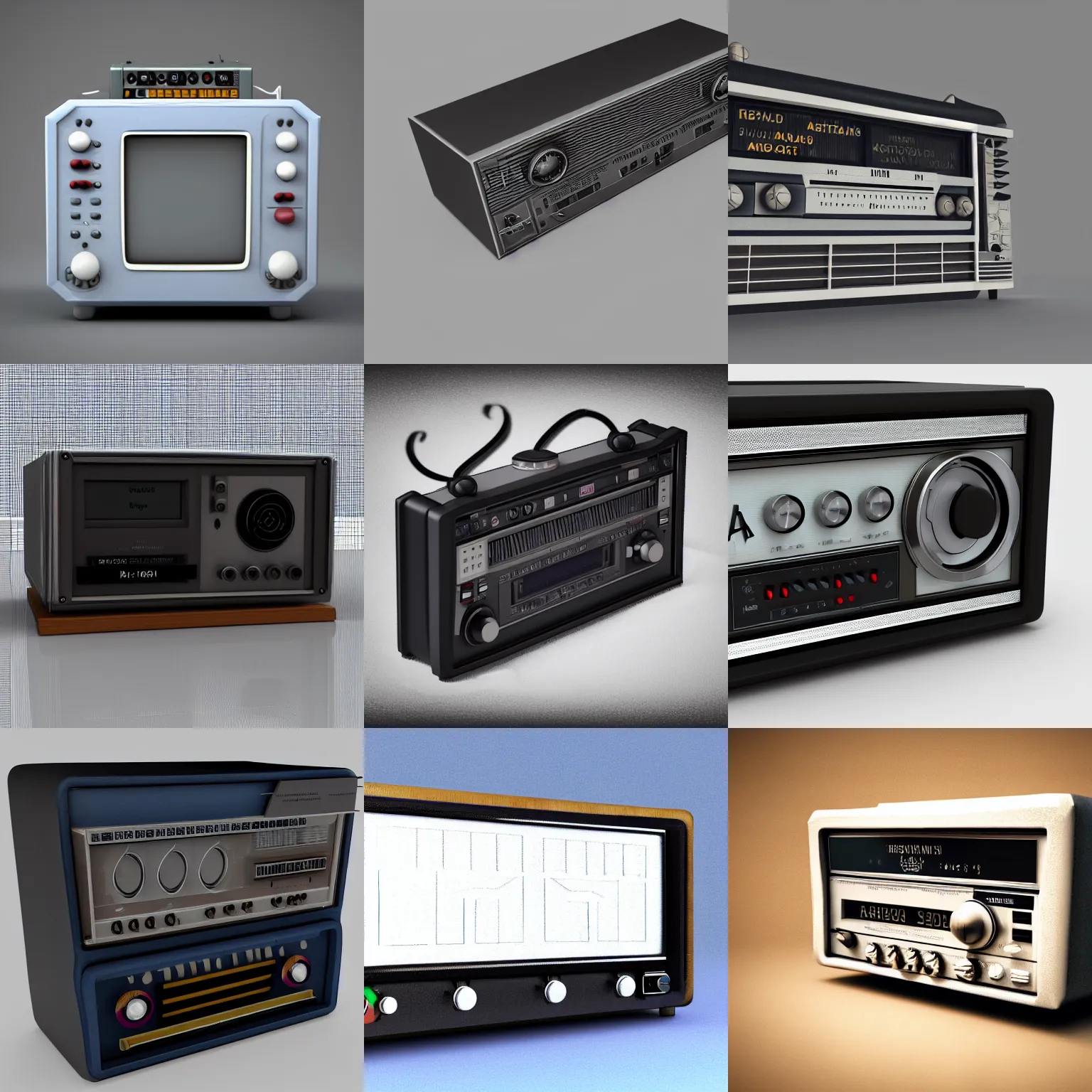 Prompt: 3 d render of an analog radio, 3 d game asset