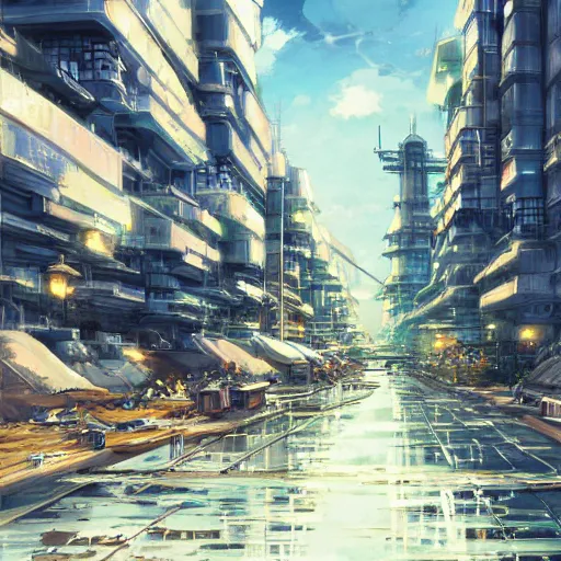 Prompt: Tokyo Port, Anime concept art by Makoto Shinkai