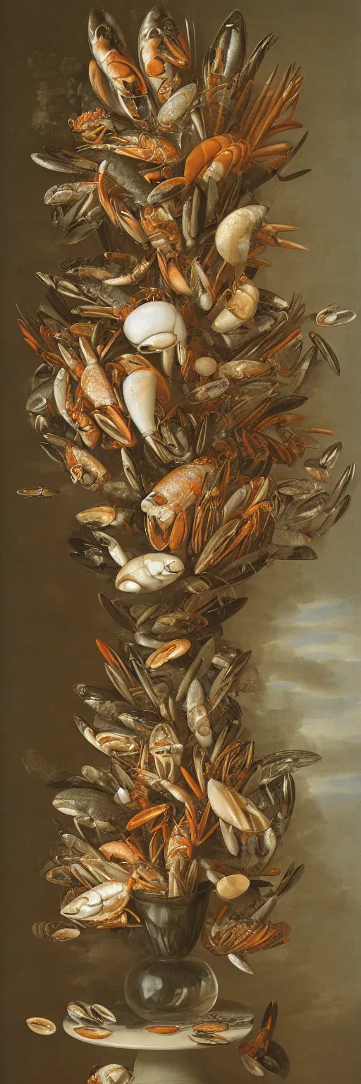 Image similar to A vase of seafood by Balthasar van der Ast