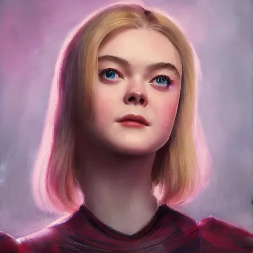 Image similar to ultra realistic medium shot portrait painting of elle fanning in metroid, art by frank frazetta, 4 k, ultra realistic, highly detailed, epic lighting