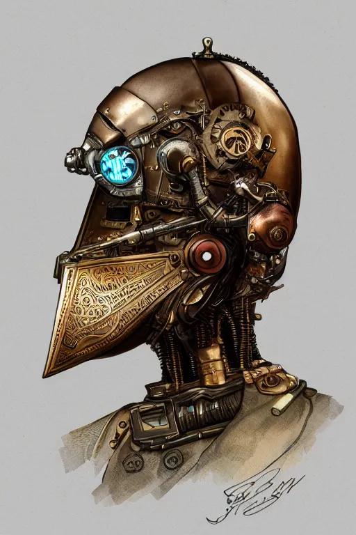 Image similar to steampunk helmet fantasy art mask robot ninja stylized digital illustration sharp focus, elegant intricate digital painting artstation concept art global illumination ray tracing advanced technology chaykin howard and campionpascale and cooke darwyn and davis jack