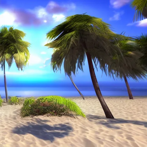 Image similar to very beautiful beach landscape, unreal engine