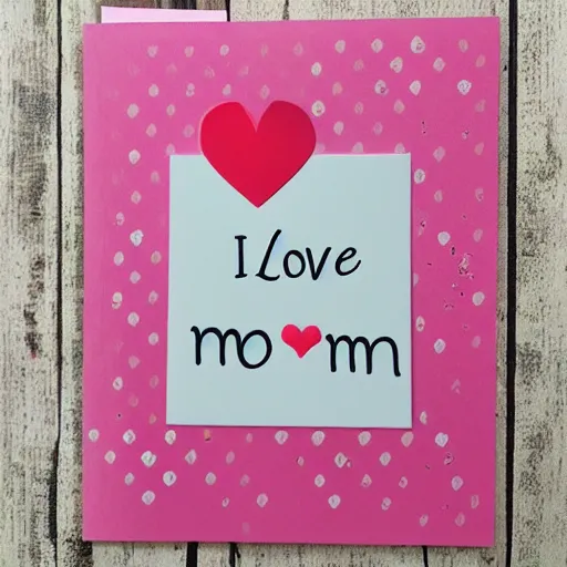 Prompt: I love you mom card with hearts