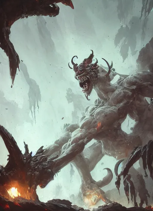 Image similar to the ancient demon of guile, greg rutkowski, 8 k, shallow depth of field, intricate detail, concept art, masterpiece