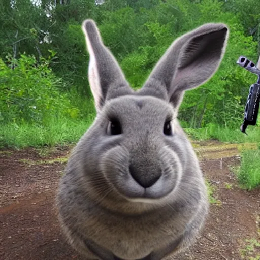 Prompt: Big Chungus trail cam