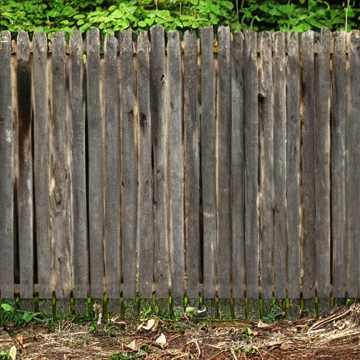 Image similar to hole in an old fence with a hairy old man staring out from the other side, photograph