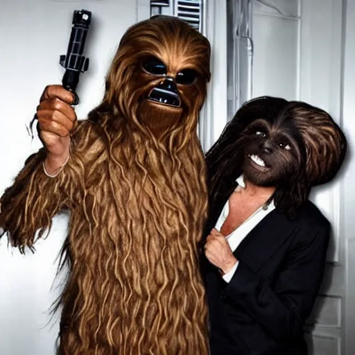 Prompt: snoop dogg as chewbacca and martha stewart as han solo in star wars