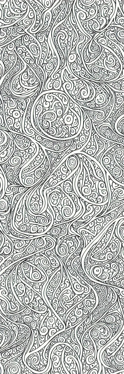 Prompt: black and white fractals, outline, intricate, coloring page, white background