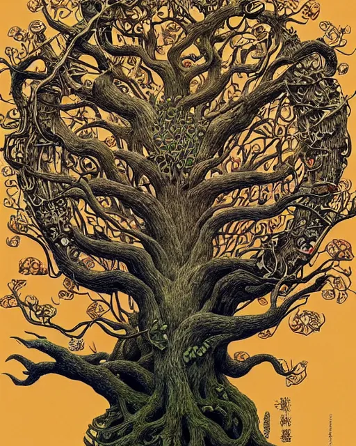 Image similar to portrait painted in jacek yerka style drawn by vania zouravliov and takato yamamoto, inspired by the tree of life, intricate acrylic gouache painting, high detail, sharp high detail, artstation