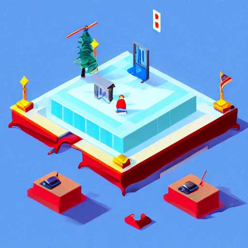Image similar to isometric video game of antarctica