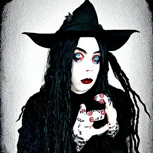 Image similar to billie eilish as a witch by tim burton