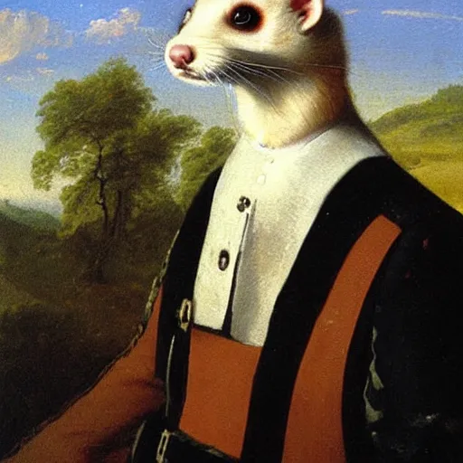 Image similar to Ferret in a general outfit, painted by Jan Willem Pieneman