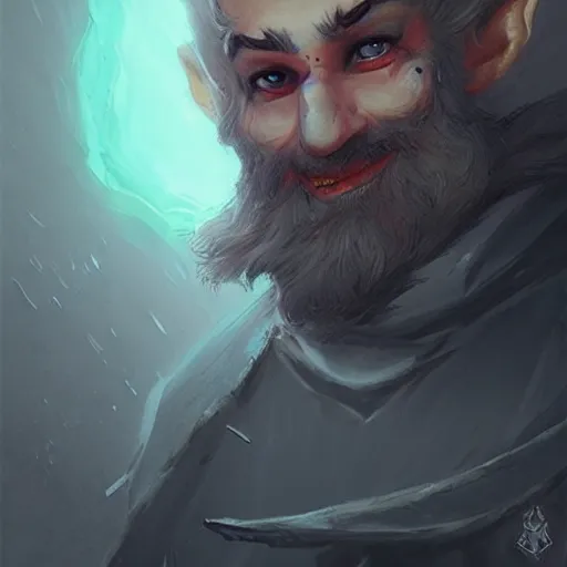 Prompt: Portrait of a gnome wizard, epic, ominous, cinematic, art by artgerm and greg rutkowski, trending on artstation.